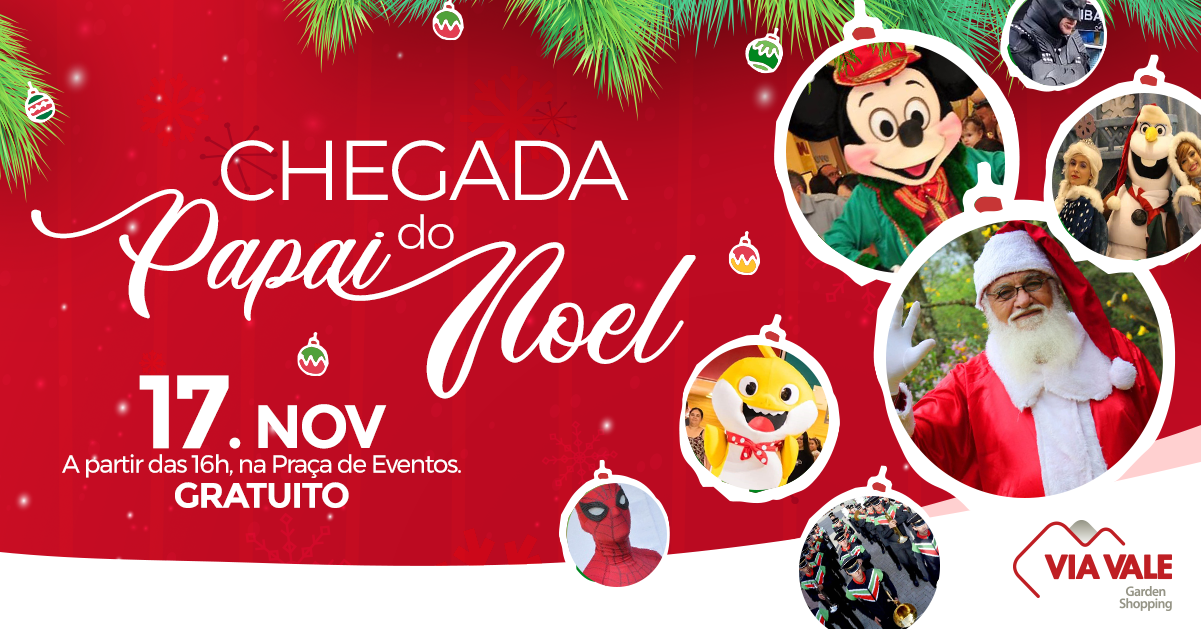 Via Vale promove a chegada do Papai Noel com Parada de Natal e Show Infantil