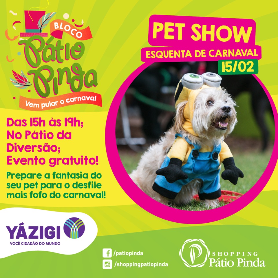 Bloco Pátio Pinda promove Pet Show neste sábado (15)