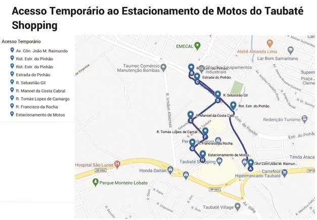 Obras na Charles Schnneider alteram temporariamente o acesso ao estacionamento de motos do Taubaté Shopping