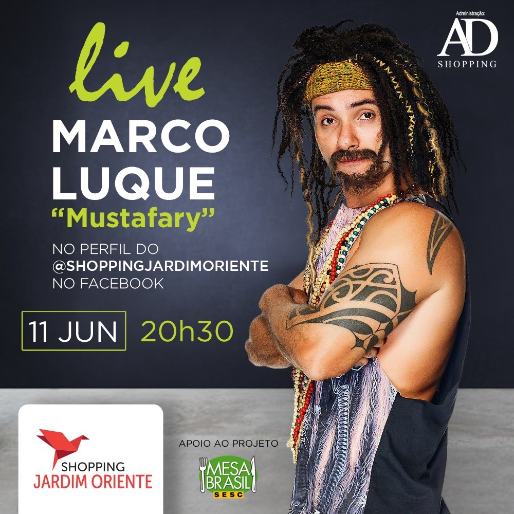 O Shopping Jardim Oriente recebe Marco Luque para live beneficente no próximo dia 11