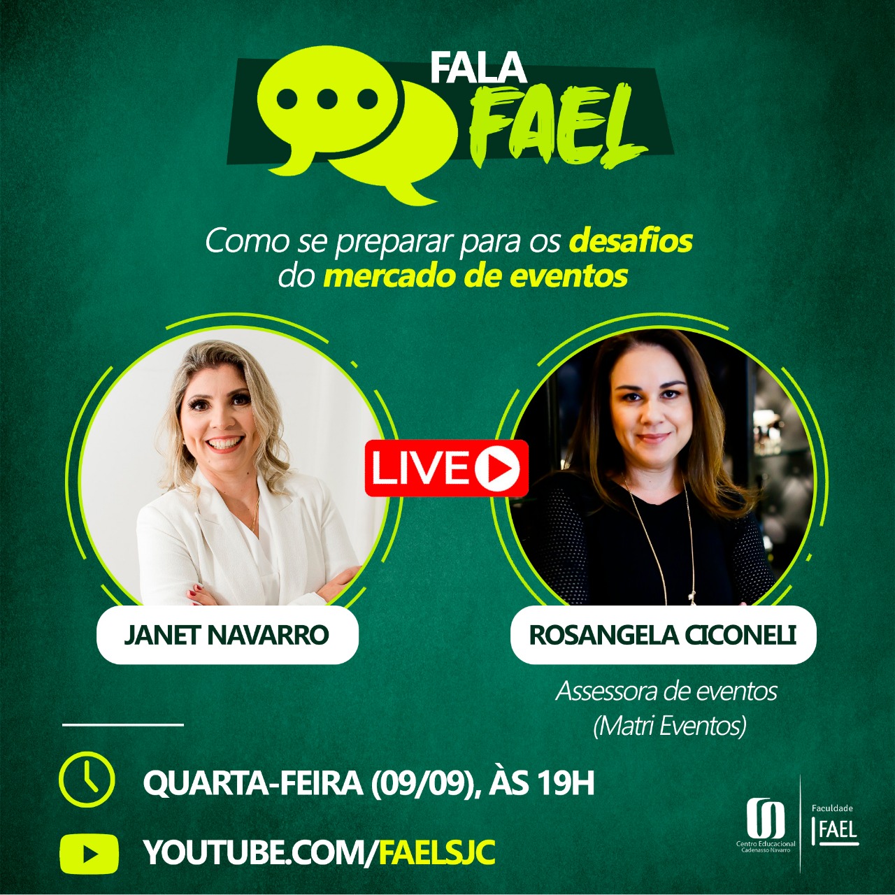 Faculdade FAEL SJC realiza live sobre os desafios no mercado de eventos