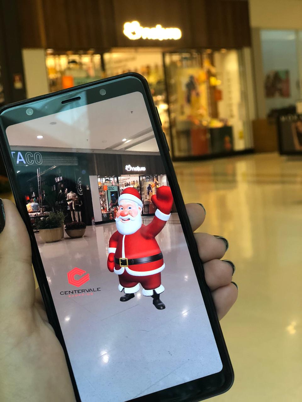 Tecnologia de realidade aumentada traz Papai Noel em animação 3D para o CenterVale Shopping