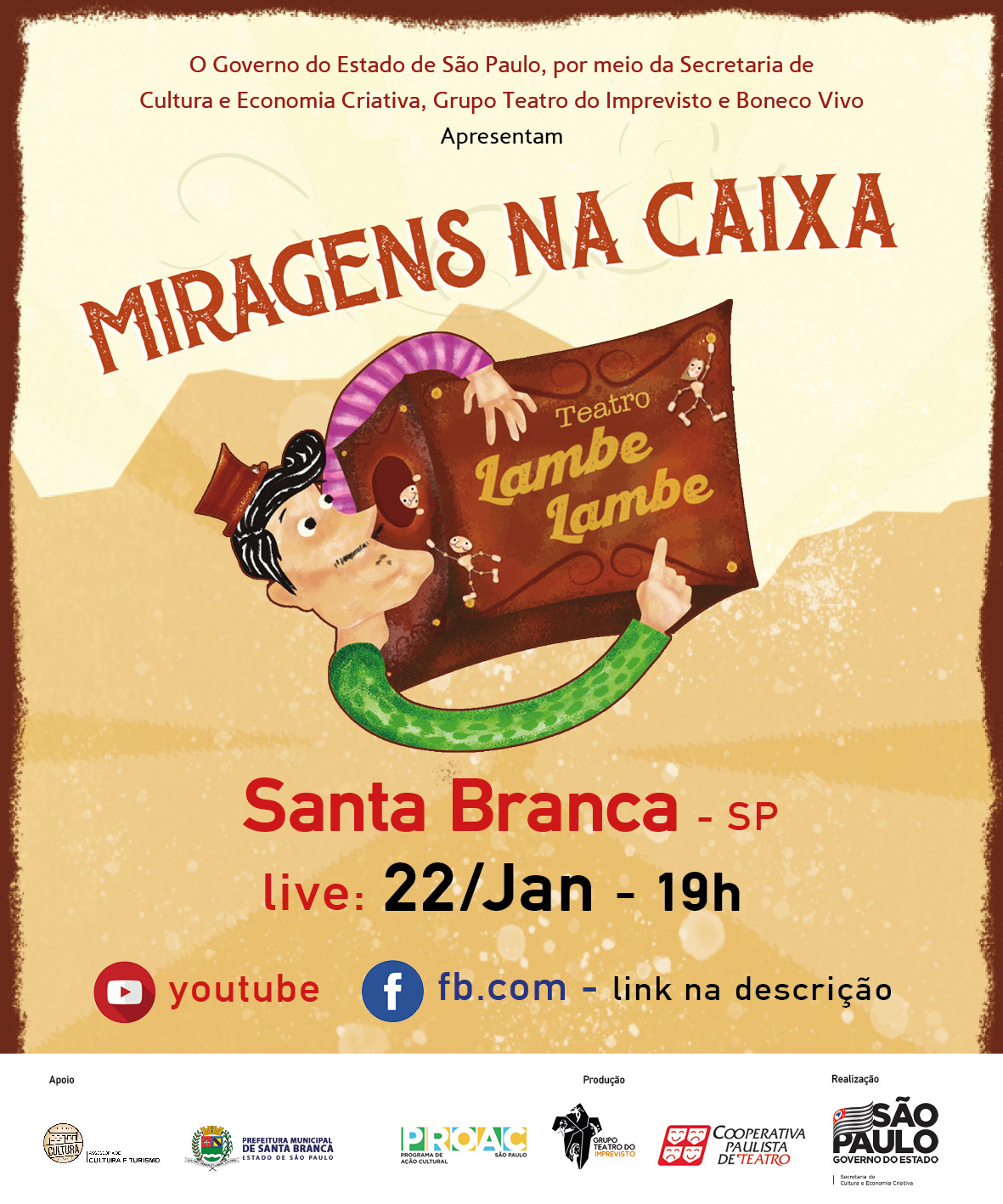 Casa de Cultura de Santa Branca apresenta “Miragens na Caixa” em plataformas digitais