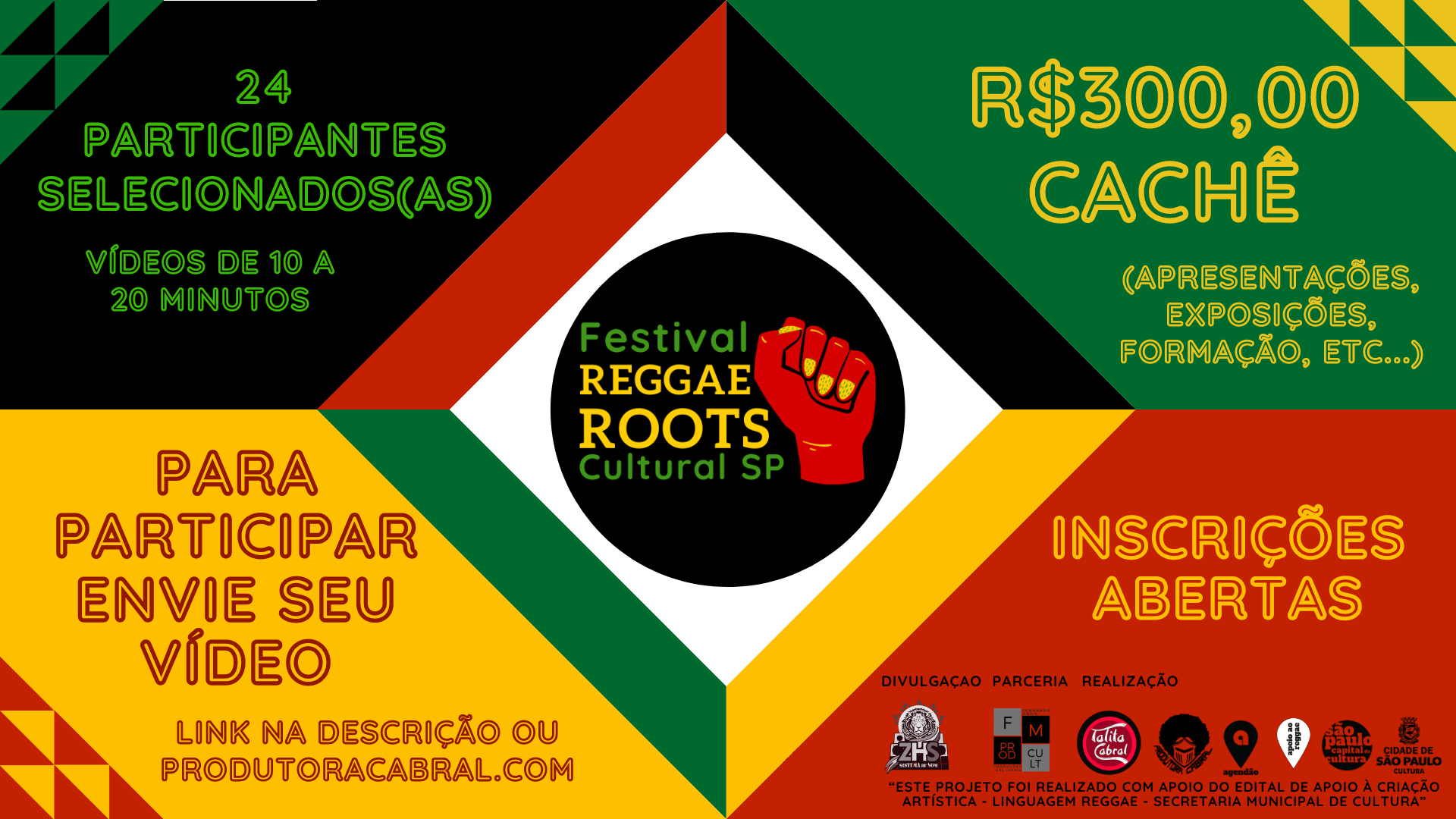 Estão abertas as inscrições para o Festival REGGAE ROOTS Cultural SP