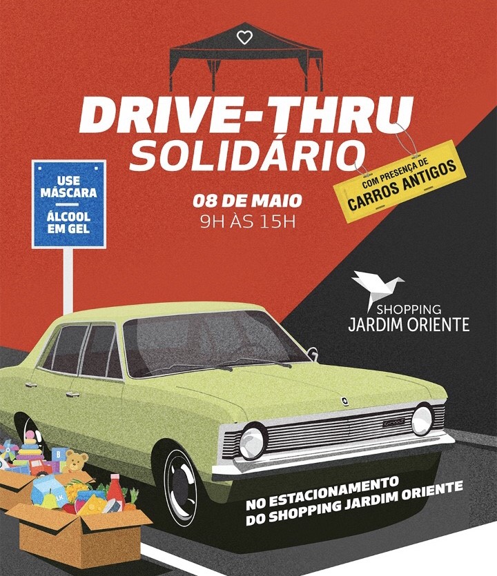 Drive Thru Solidário Arrecadará Alimentos e Produtos de Higiene no Shopping Jardim Oriente