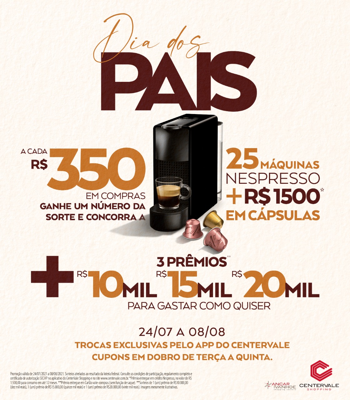 Dia dos Pais repleto de ofertas e prêmios no CenterVale Shopping