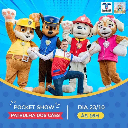 Taubaté Shopping terá pocket show infantil com personagens da Patrulha dos Cães neste sábado (23)