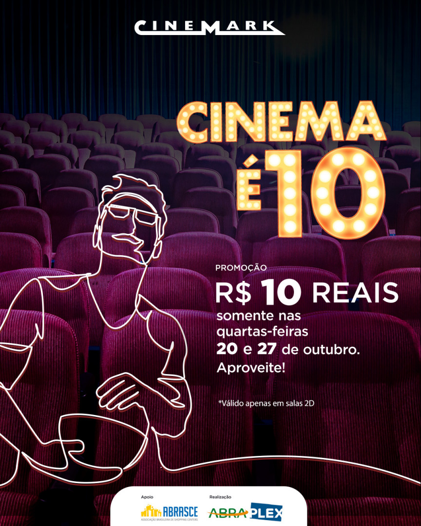 Sessões de cinema a R$10 no CenterVale Shopping