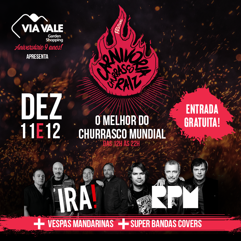 Festival Carnivoria leva o melhor do churrasco mundial e do rock para o Via Vale Garden Shopping