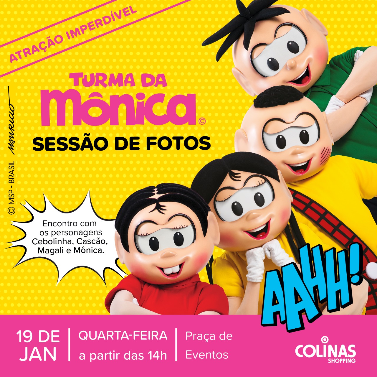 Turma da Mônica tem encontro com fãs no Colinas Shopping