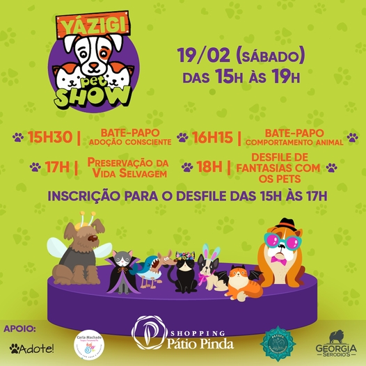 Shopping Pátio Pinda recebe evento dedicado ao universo pet neste sábado (19)