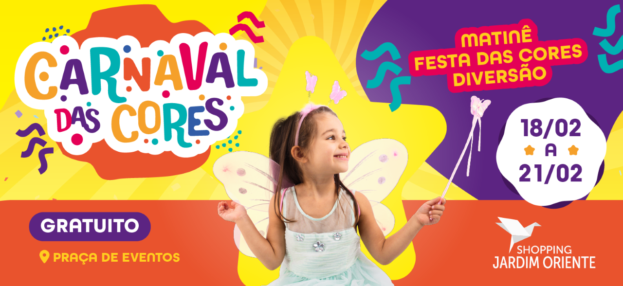 Carnaval das Cores Kids é a atração especial no Shopping Jardim Oriente