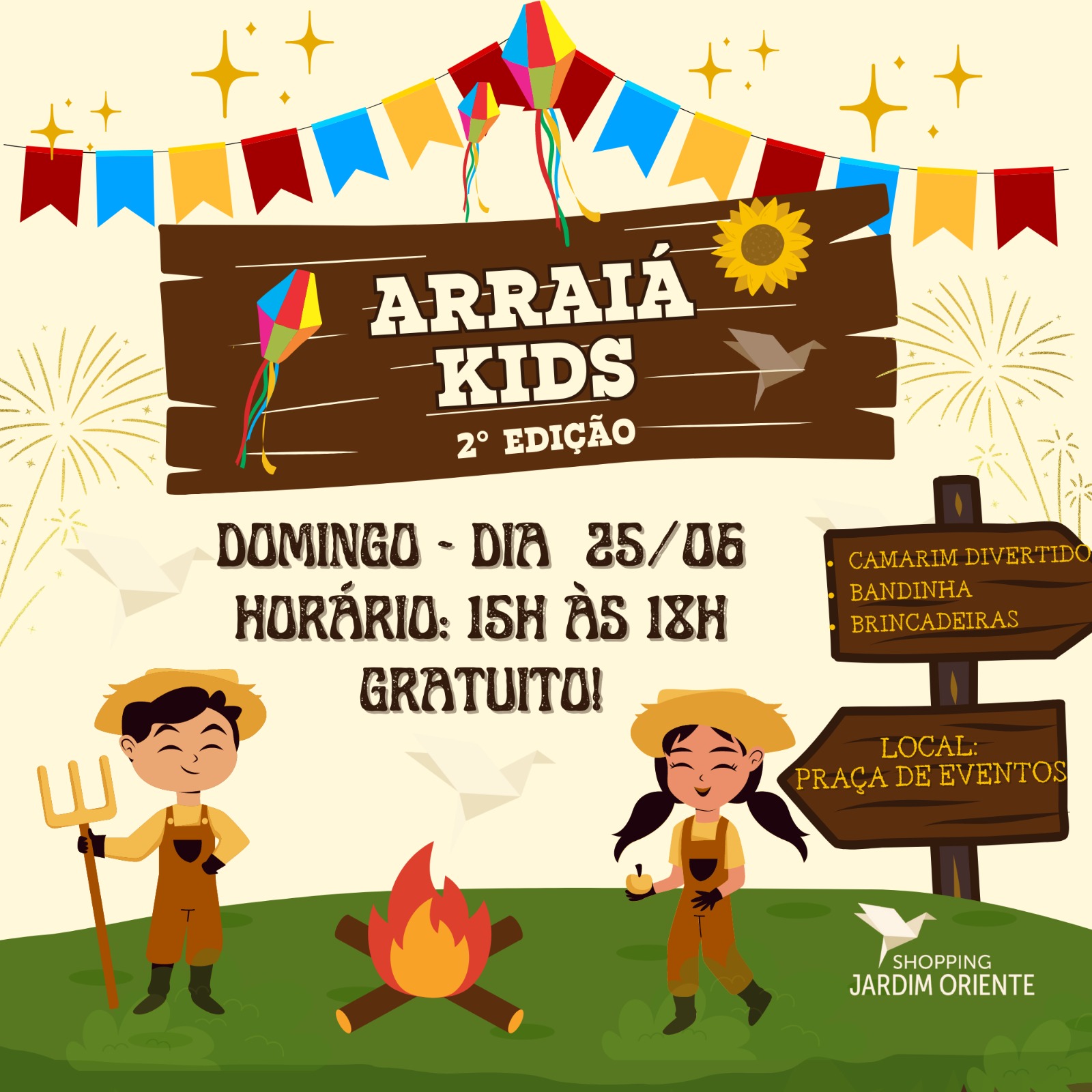 Brincadeiras e Camarim Caipira para a 2ª Edição do Arraiá Kids