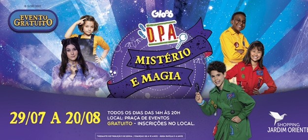 Brincadeira Investigativa Gratuita para a Crianças no Shopping Jardim Oriente com os Detetives do Prédio Azul