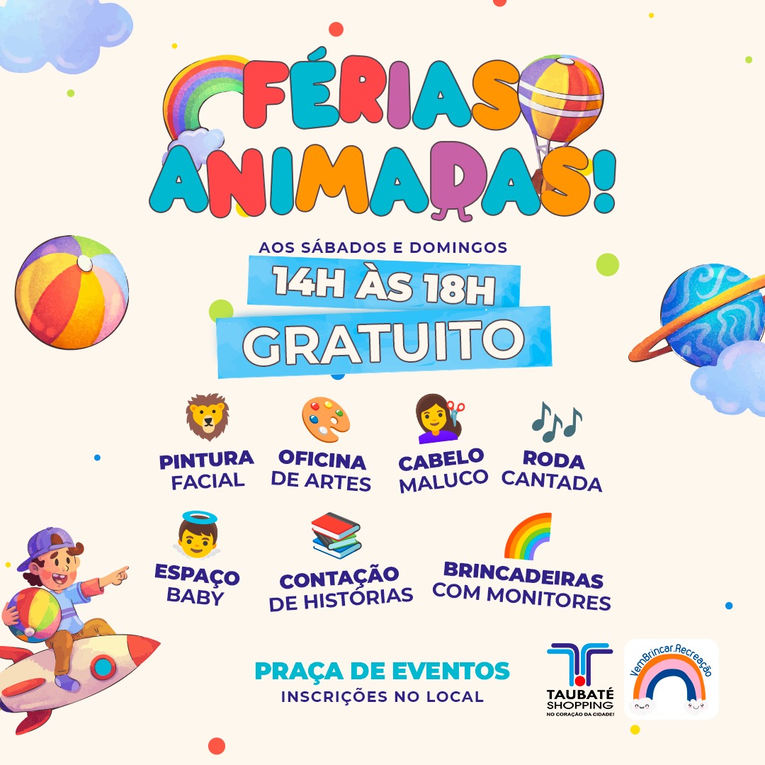 Programação de férias do Taubaté Shopping está repleta de atrações gratuitas