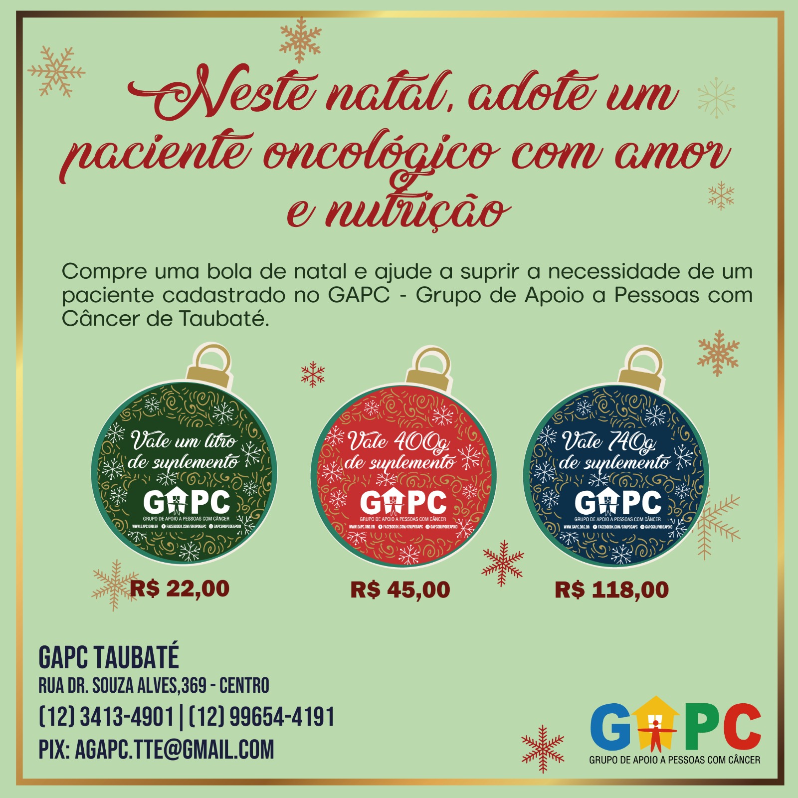 Taubaté Shopping recebe campanha do GAPC para compra de suplemento alimentar para pacientes com câncer