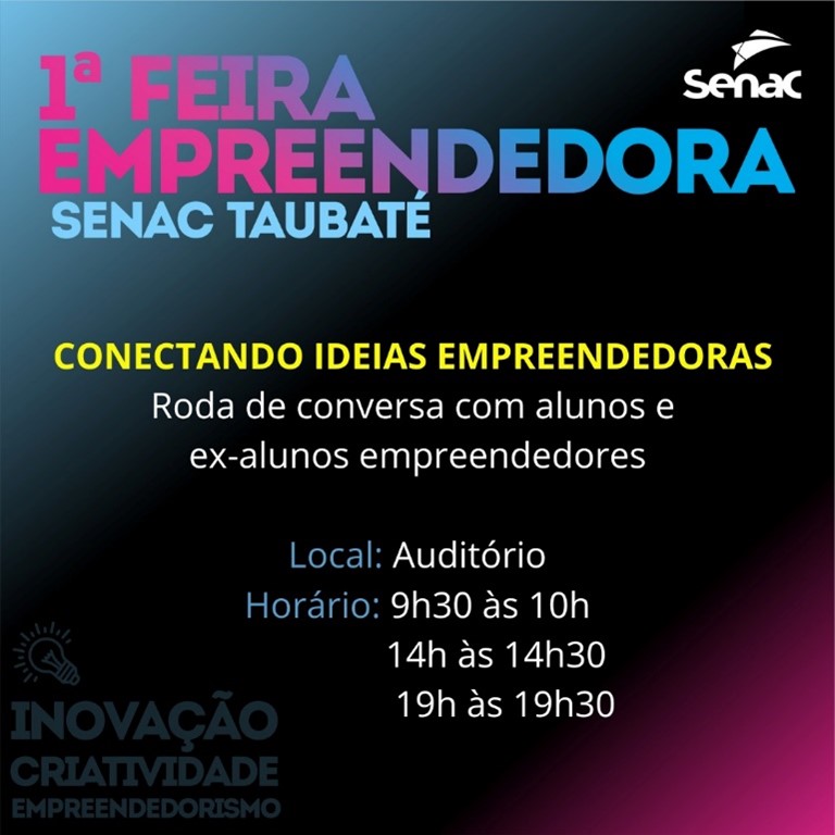 Senac Taubaté realiza a 1ª Feira Empreendedora, em 20/3, com entrada gratuita