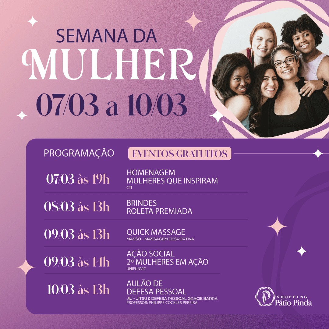 Shopping Pátio Pinda celebra o Dia Internacional da Mulher com eventos especiais