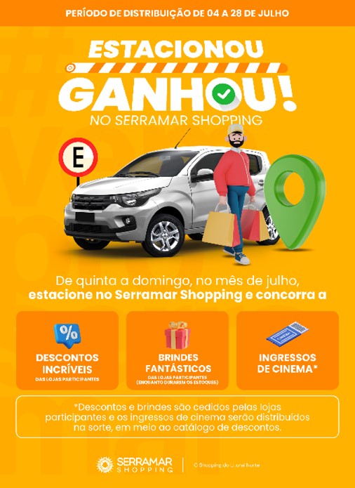 Julho: Serramar Shopping distribui surpresas e brindes no estacionamento