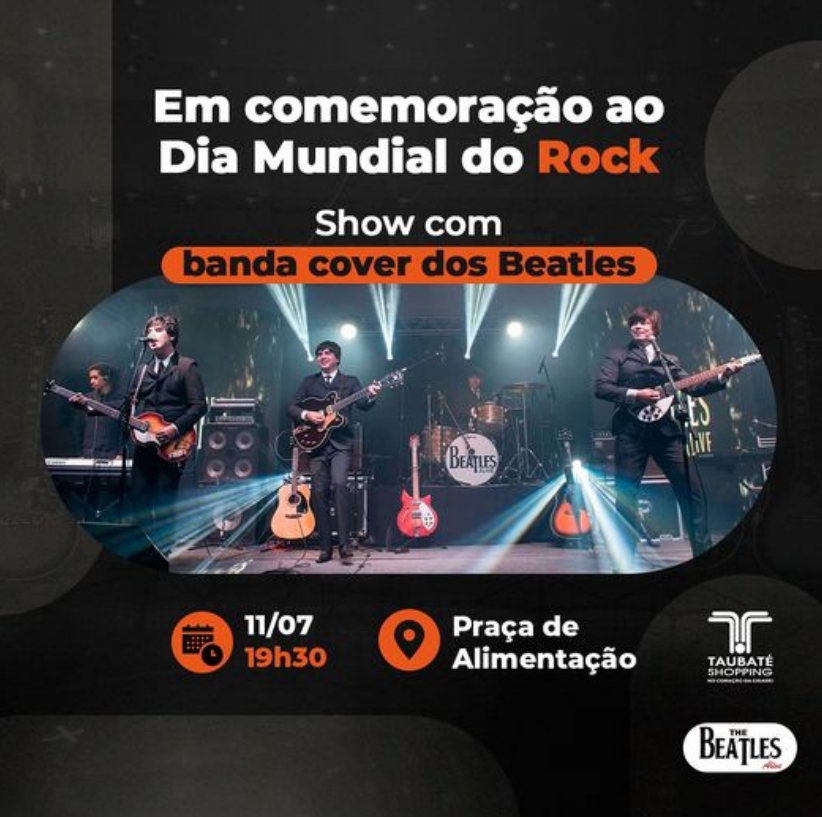 Taubaté Shopping celebra o Dia Mundial do Rock com a banda cover Beatles Alive