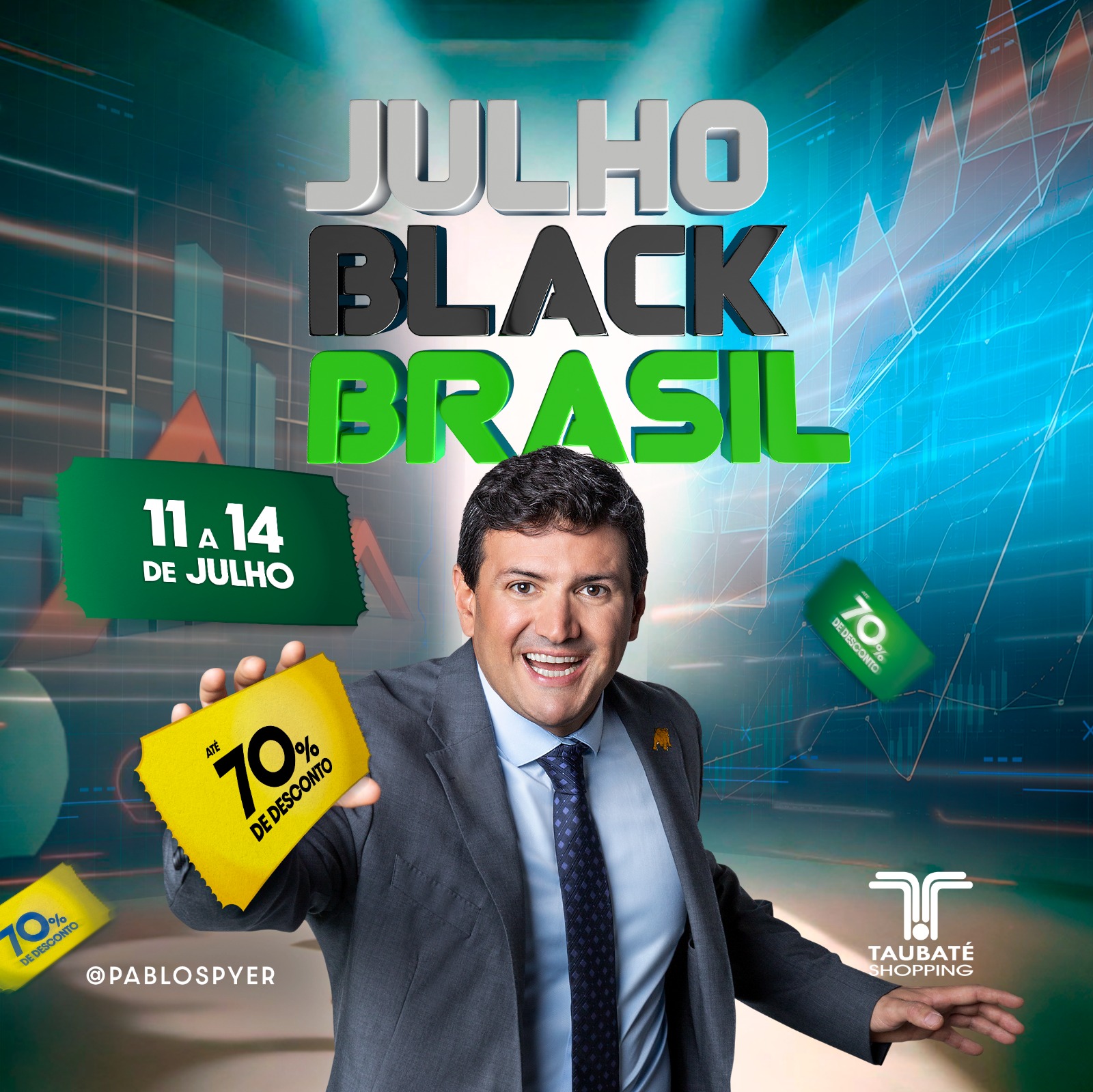 Grupo AD e Taubaté Shopping inovam na 7ª edição da liquidação Julho Black Brasil, com a participação inédita de Pablo Spyer