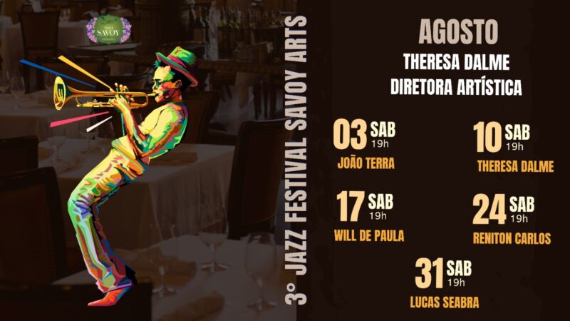 Tem Festival de Jazz neste sábado (24) no Hotel Savoy Campos do Jordão