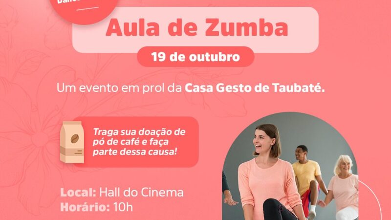 Outubro Rosa: aula gratuita de zumba acontece no Taubaté Shopping neste sábado (19)